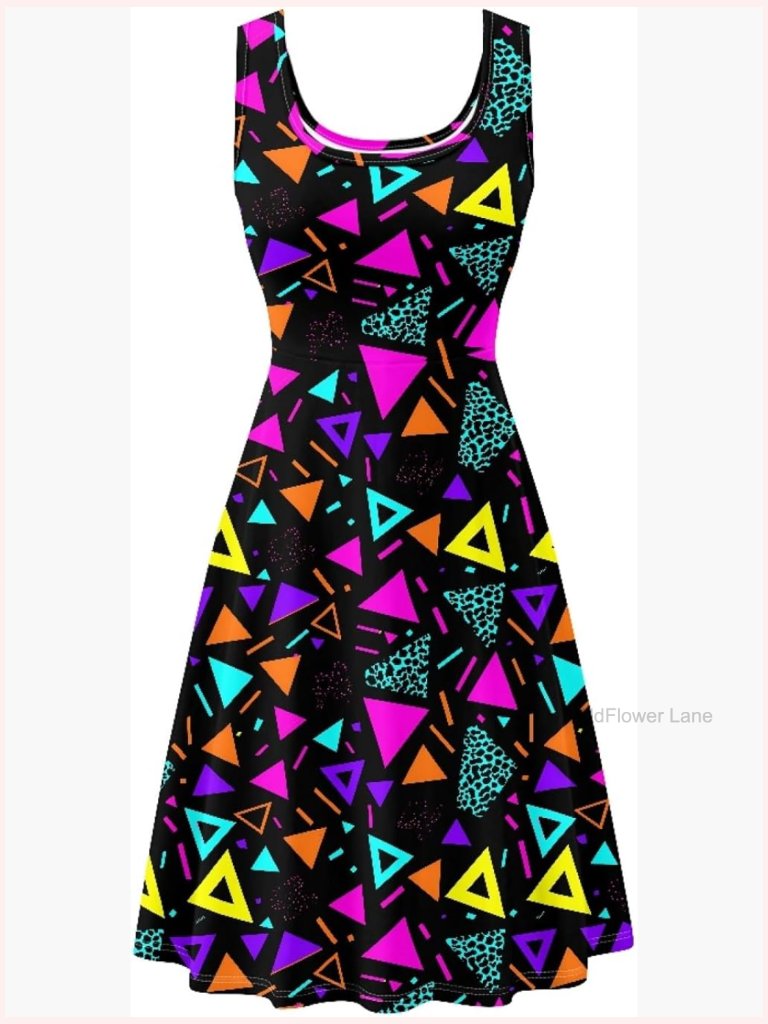 Sleeveless Crew Neck A-Line Swing Dress For Casual Party Beach